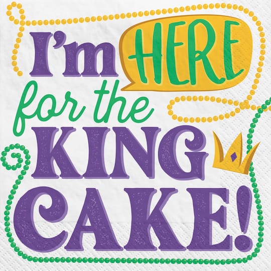 Mardi Gras King Cake Beverage Napkins, 80ct.